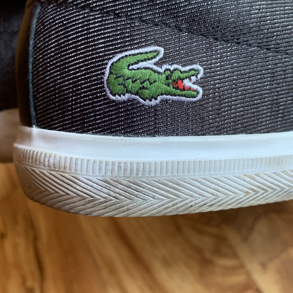 Lacoste men’s size 42 EU black slip on sneakers vegan canvas shoes comfy VGUC - Picture 6 of 13